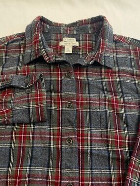 L.L. Bean Scotch Plaid Flannel Shirt Grey Stewart Tartan Women’s Plus Size 1X